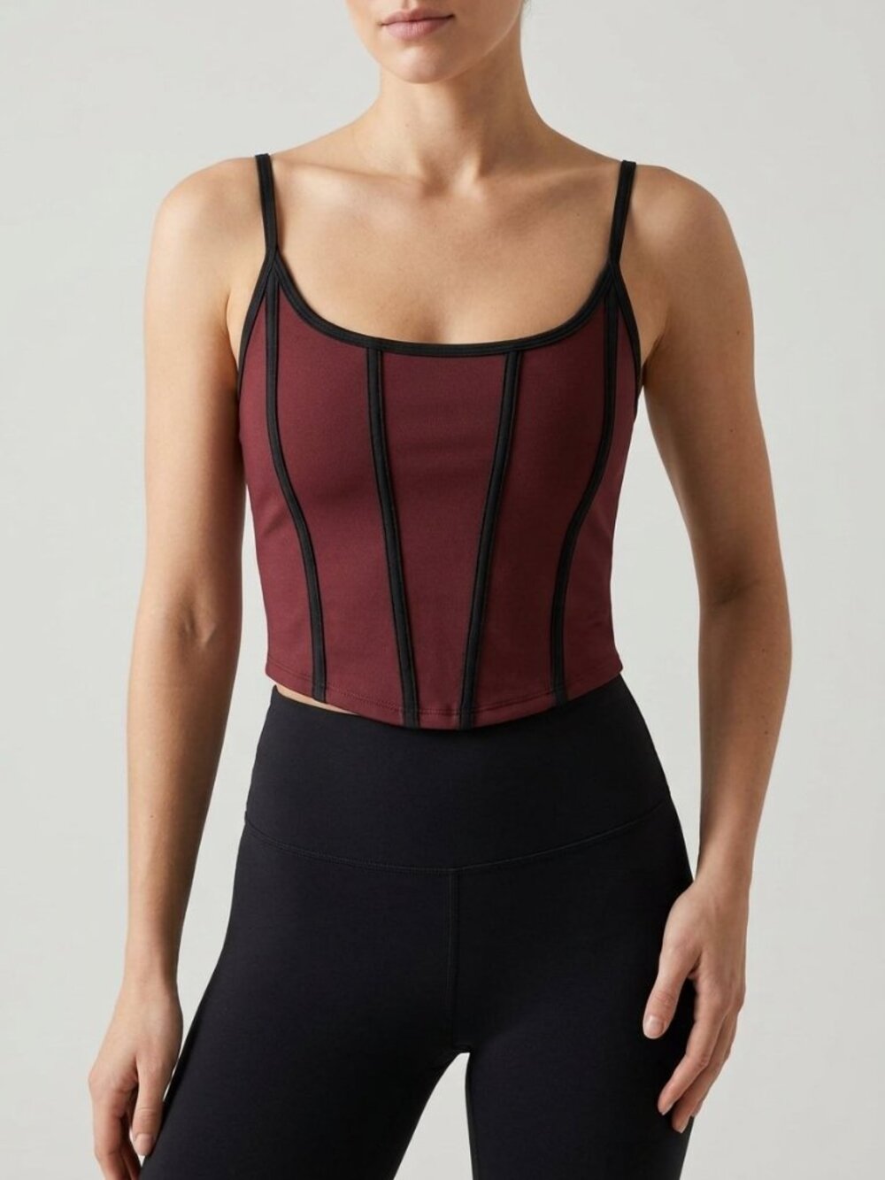 YPB by Abercrombie & Fitch sculptLUX Slim V-Neck Tank Top | Burgundy | Small